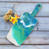 Marigot Art Miami Florida Home Decor Hand Painted Handmade Original Resin Acrylic Art Unique Tropical Gift Acrylic Pour Cutting Board Serving Tray Bamboo  Beach