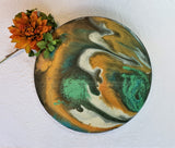 Marigot Art Wood Lazy Susan Green Orange White Brown