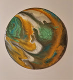 Marigot Art Wood Lazy Susan Green Orange White Brown