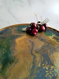Wood Serving Tray Blue Green Teal Gold Cream