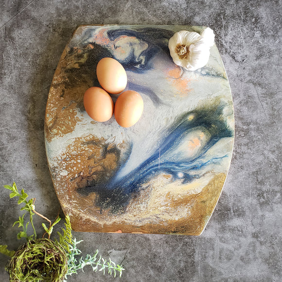 Marigot Art Miami Florida Home Decor Hand Painted Handmade Resin Acrylic Art Unique Tropical Gift Acrylic Pour Cutting Board Art Serving Tray Bamboo Abstract Charcuterie Gift Interior Design Interior Styling