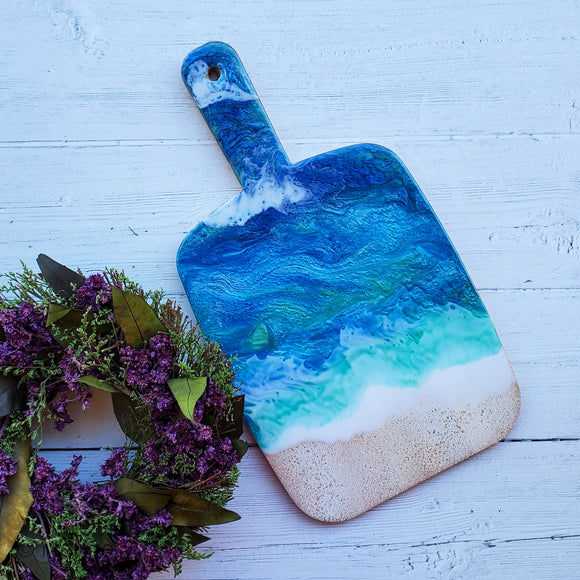 Marigot Art Miami Florida Home Decor Hand Painted Handmade Resin Acrylic Art Unique Tropical Gift Acrylic Pour Cutting Board Art Serving Tray Bamboo Abstract Charcuterie Gift Interior Design Interior Styling Beach Art