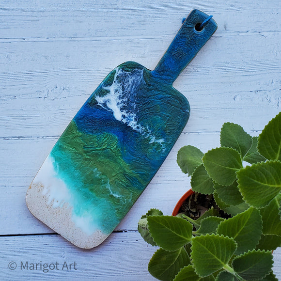 Marigot Art Miami Florida Home Decor Hand Painted Handmade Resin Acrylic Art Unique Tropical Gift Acrylic Pour Cutting Board Art Serving Tray Bamboo Abstract Charcuterie Gift Interior Design Interior Styling Beach Art