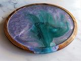 Wood Lazy Susan Serving Tray Lavender Turquoise