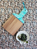 Wood Paddle Cutting Board Turquoise