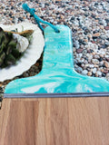 Wood Paddle Cutting Board Turquoise