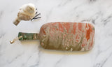 Marigot Art Bamboo Paddle Peach Green Gold Hand Painted Poured Paint Resin art