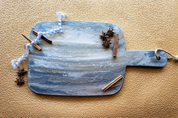 Marigot Art Bamboo Paddle Blue Silver Pearl