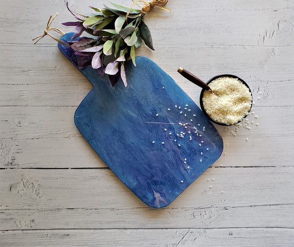 Marigot Art Bamboo Paddle Tray Cutting Board Poured Paint Home Decor